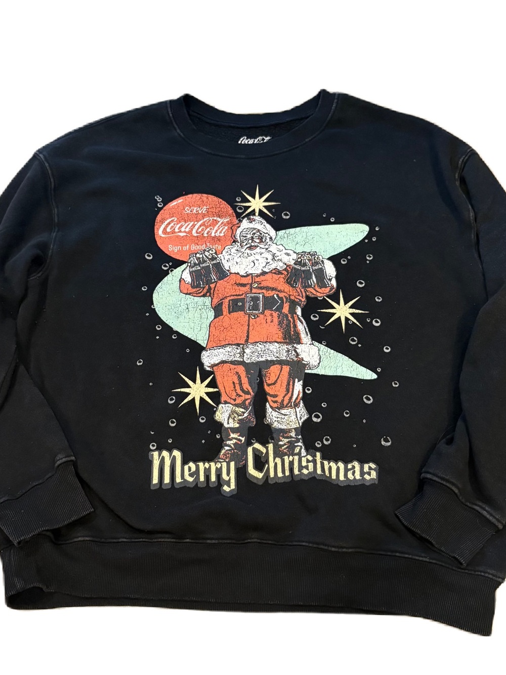 Coca Cola Black Santa 'Merry Christmas' Crewneck Sweatshirt XL